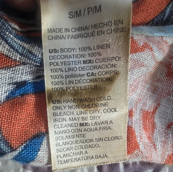 Chico's Floral Kimono Topper Ruana Fringe Orange Blue Black Size Small/Medium - Picture 11 of 16